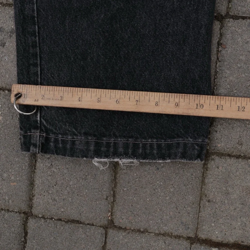 ⁠Vintage Girbaud Jeans Mens Baggy Wide Leg Multi Panel Faded Black Denim 90s 36